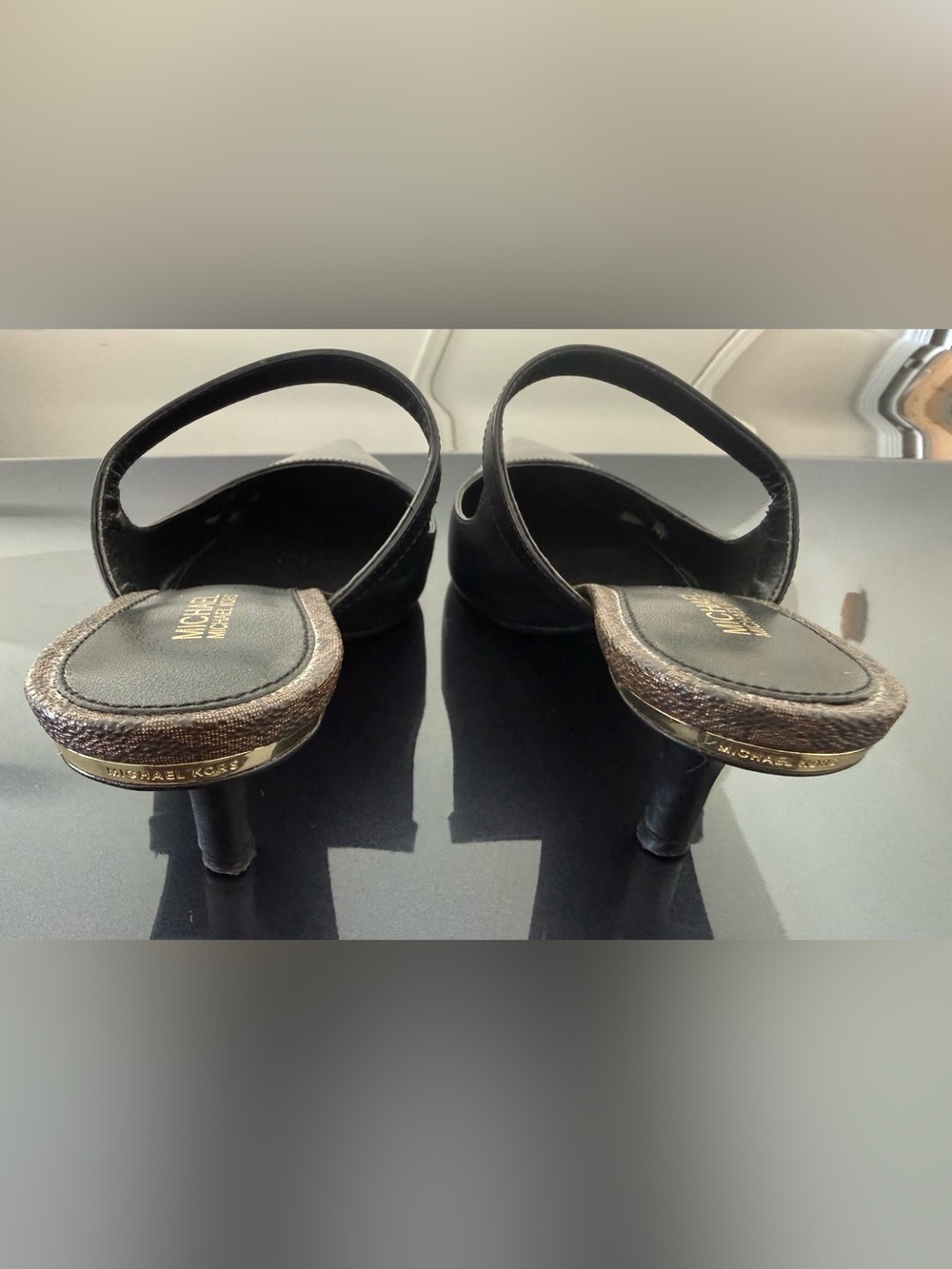Michael Kors Black Leather Pointed Mary Jane Mules - Picture 3 of 5